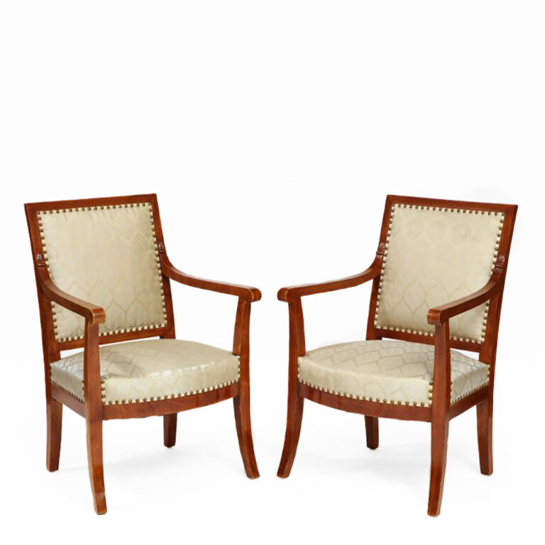 Pair of Charles X-Style Open Arm Chairs 1